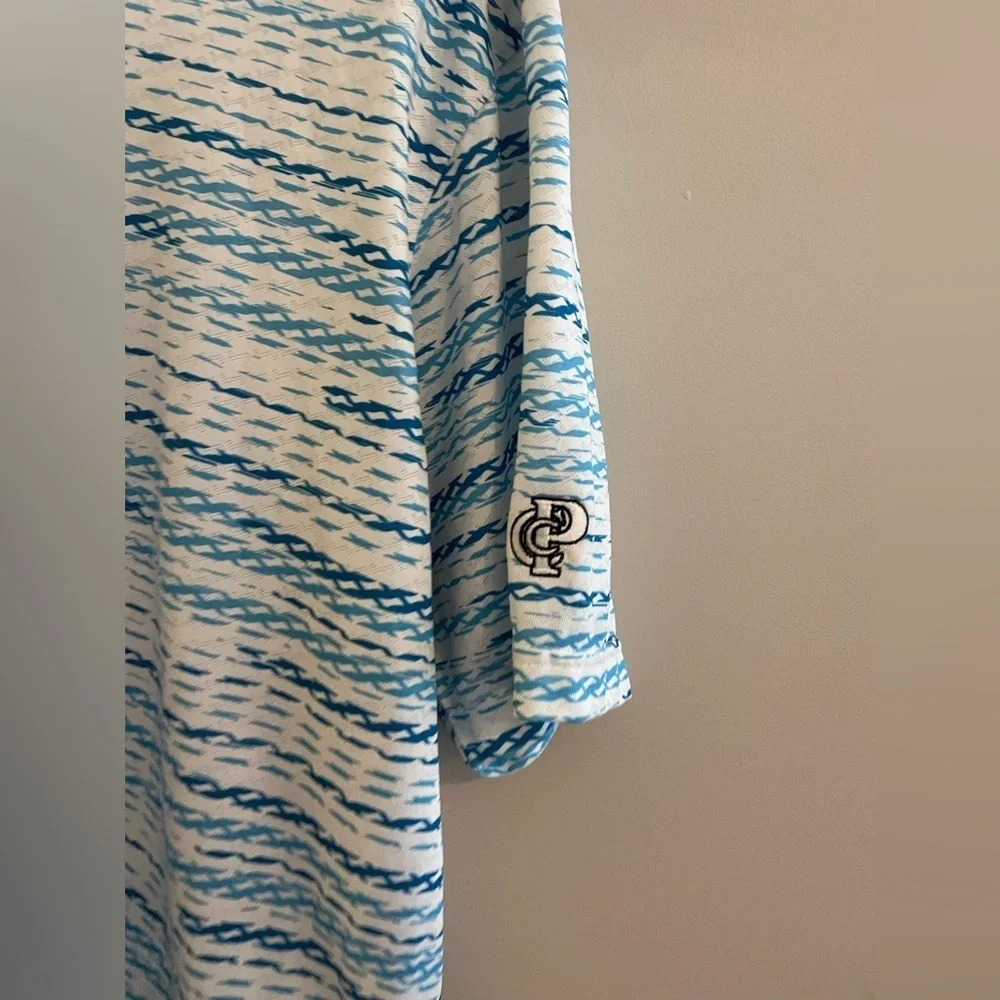 Adidas Blue and White Printed Golf Polo